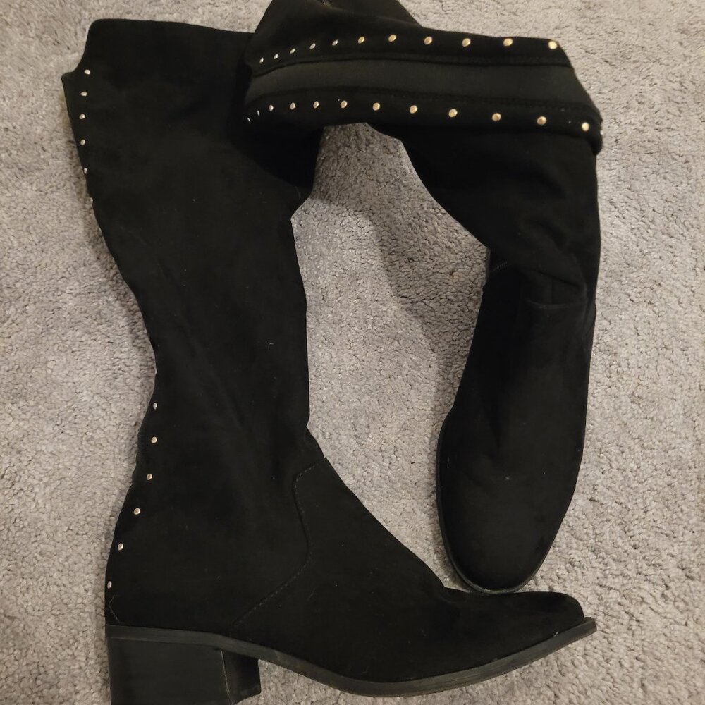 Black boots with gold studs - size 8